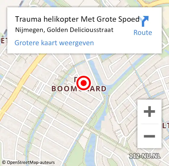Locatie op kaart van de 112 melding: Trauma helikopter Met Grote Spoed Naar Nijmegen, Golden Deliciousstraat op 19 mei 2024 12:17