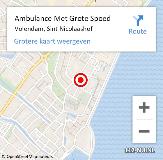 Locatie op kaart van de 112 melding: Ambulance Met Grote Spoed Naar Volendam, Sint Nicolaashof op 19 mei 2024 12:23