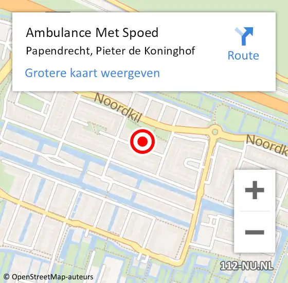 Locatie op kaart van de 112 melding: Ambulance Met Spoed Naar Papendrecht, Pieter de Koninghof op 19 mei 2024 12:27