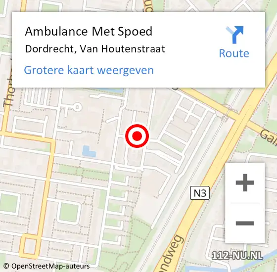 Locatie op kaart van de 112 melding: Ambulance Met Spoed Naar Dordrecht, Van Houtenstraat op 19 mei 2024 12:34