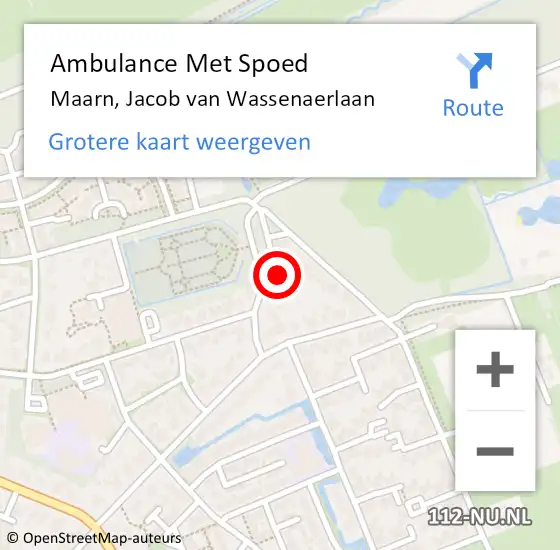 Locatie op kaart van de 112 melding: Ambulance Met Spoed Naar Maarn, Jacob van Wassenaerlaan op 6 oktober 2014 13:40