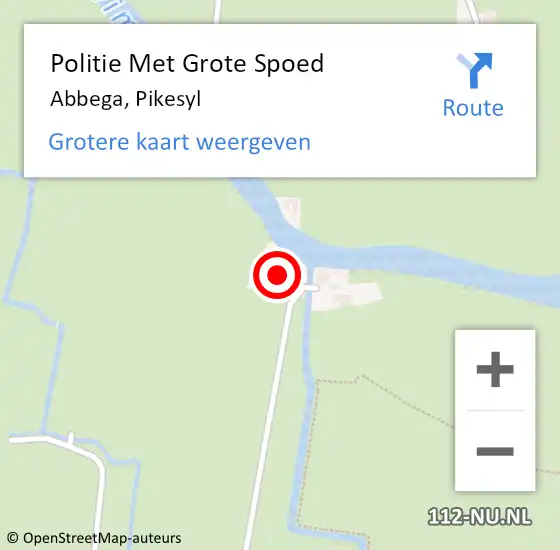 Locatie op kaart van de 112 melding: Politie Met Grote Spoed Naar Abbega, Pikesyl op 19 mei 2024 12:37