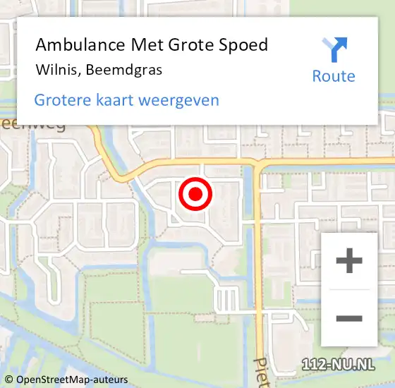Locatie op kaart van de 112 melding: Ambulance Met Grote Spoed Naar Wilnis, Beemdgras op 19 mei 2024 12:40