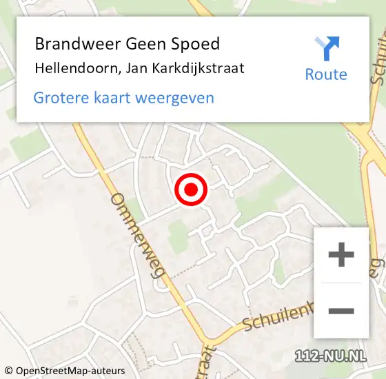 Locatie op kaart van de 112 melding: Brandweer Geen Spoed Naar Hellendoorn, Jan Karkdijkstraat op 19 mei 2024 12:42