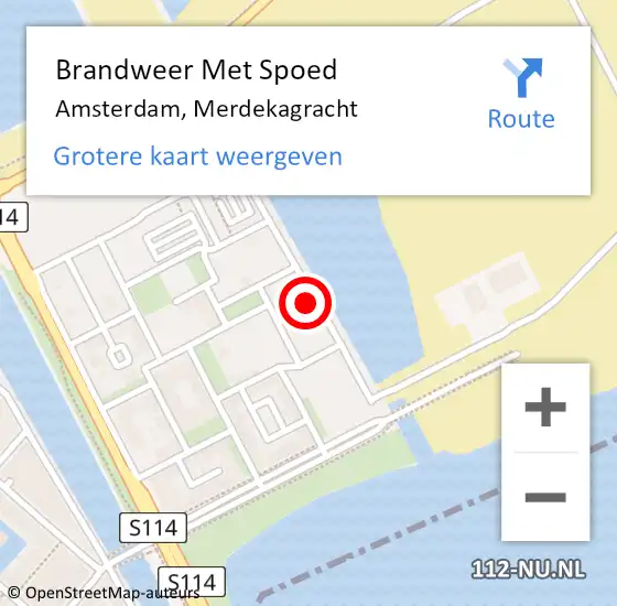 Locatie op kaart van de 112 melding: Brandweer Met Spoed Naar Amsterdam, Merdekagracht op 19 mei 2024 12:43