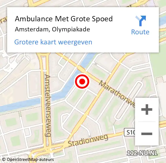 Locatie op kaart van de 112 melding: Ambulance Met Grote Spoed Naar Amsterdam, Olympiakade op 19 mei 2024 12:48