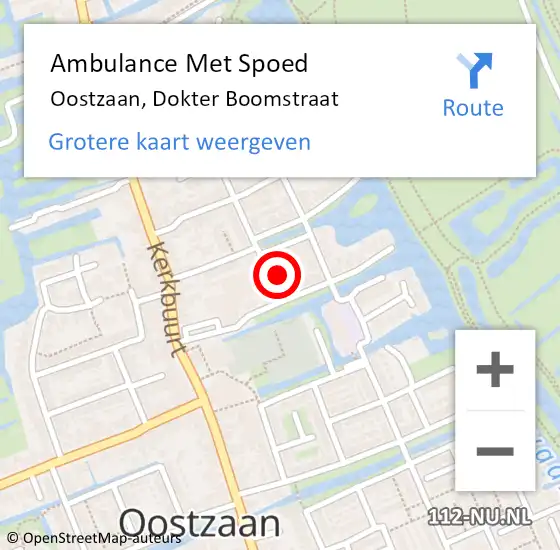 Locatie op kaart van de 112 melding: Ambulance Met Spoed Naar Oostzaan, Dokter Boomstraat op 19 mei 2024 12:55
