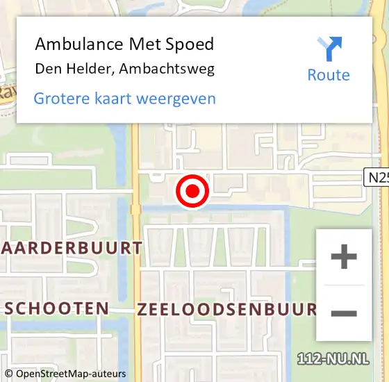 Locatie op kaart van de 112 melding: Ambulance Met Spoed Naar Den Helder, Ambachtsweg op 19 mei 2024 12:57