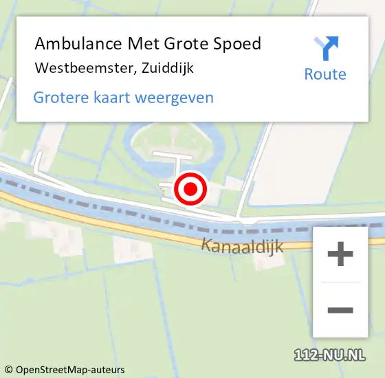 Locatie op kaart van de 112 melding: Ambulance Met Grote Spoed Naar Westbeemster, Zuiddijk op 19 mei 2024 13:02