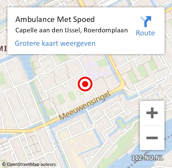 Locatie op kaart van de 112 melding: Ambulance Met Spoed Naar Capelle aan den IJssel, Roerdomplaan op 19 mei 2024 13:04