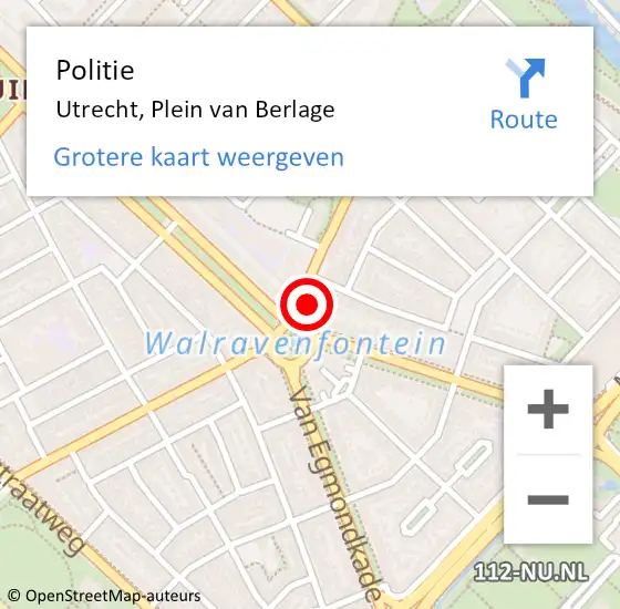 Locatie op kaart van de 112 melding: Politie Utrecht, Plein van Berlage op 19 mei 2024 13:06