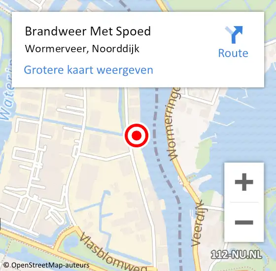 Locatie op kaart van de 112 melding: Brandweer Met Spoed Naar Wormerveer, Noorddijk op 19 mei 2024 13:13
