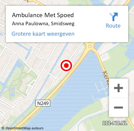 Locatie op kaart van de 112 melding: Ambulance Met Spoed Naar Anna Paulowna, Smidsweg op 19 mei 2024 13:15