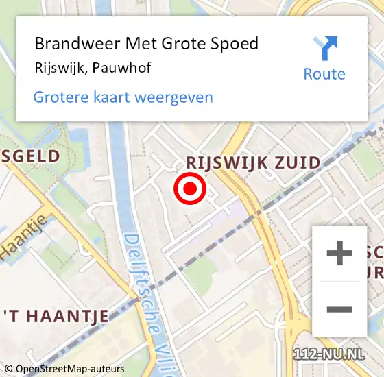 Locatie op kaart van de 112 melding: Brandweer Met Grote Spoed Naar Rijswijk, Pauwhof op 19 mei 2024 13:26