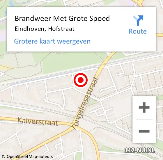 Locatie op kaart van de 112 melding: Brandweer Met Grote Spoed Naar Eindhoven, Hofstraat op 19 mei 2024 13:31