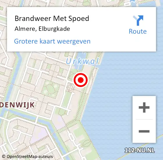 Locatie op kaart van de 112 melding: Brandweer Met Spoed Naar Almere, Elburgkade op 19 mei 2024 13:47