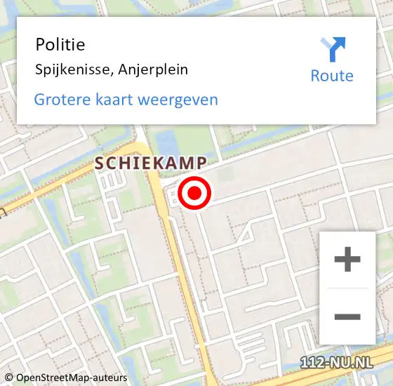 Locatie op kaart van de 112 melding: Politie Spijkenisse, Anjerplein op 19 mei 2024 13:47