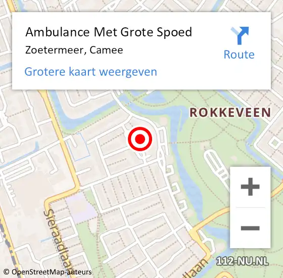 Locatie op kaart van de 112 melding: Ambulance Met Grote Spoed Naar Zoetermeer, Camee op 19 mei 2024 13:47