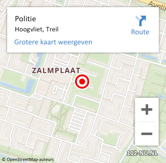Locatie op kaart van de 112 melding: Politie Hoogvliet, Treil op 19 mei 2024 13:58