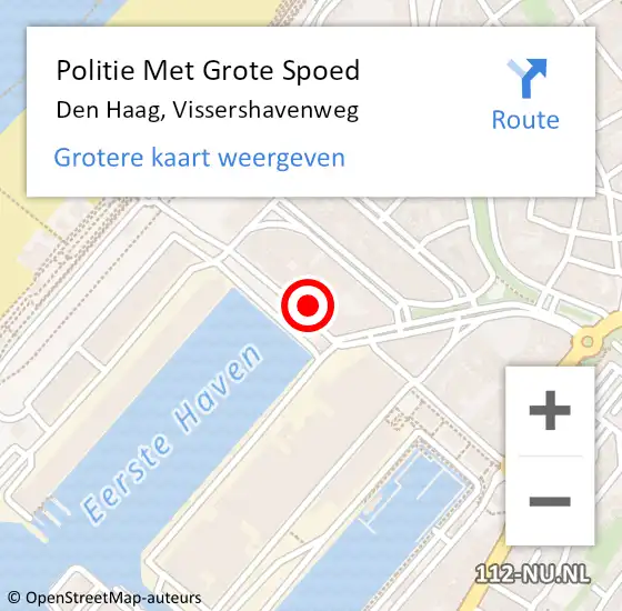 Locatie op kaart van de 112 melding: Politie Met Grote Spoed Naar Den Haag, Vissershavenweg op 19 mei 2024 13:59