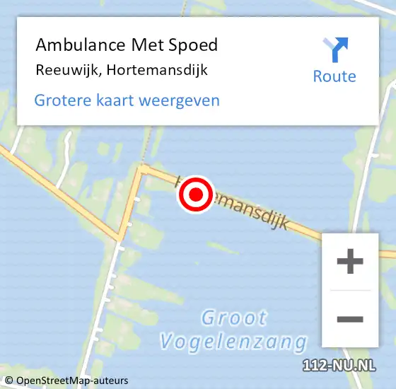 Locatie op kaart van de 112 melding: Ambulance Met Spoed Naar Reeuwijk, Hortemansdijk op 19 mei 2024 14:02
