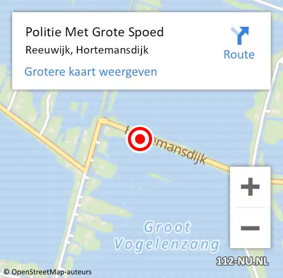 Locatie op kaart van de 112 melding: Politie Met Grote Spoed Naar Reeuwijk, Hortemansdijk op 19 mei 2024 14:03