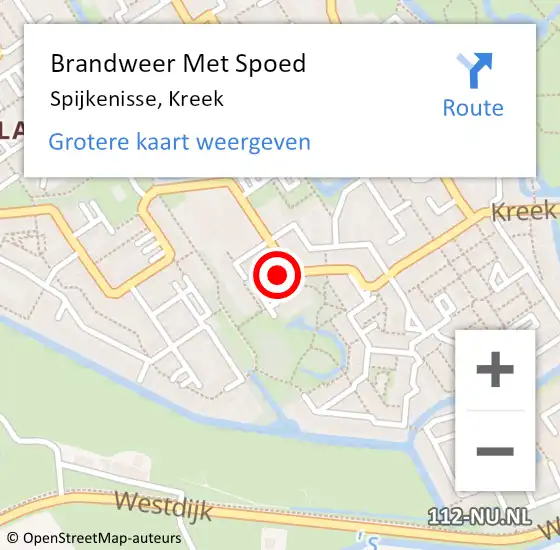 Locatie op kaart van de 112 melding: Brandweer Met Spoed Naar Spijkenisse, Kreek op 19 mei 2024 14:04