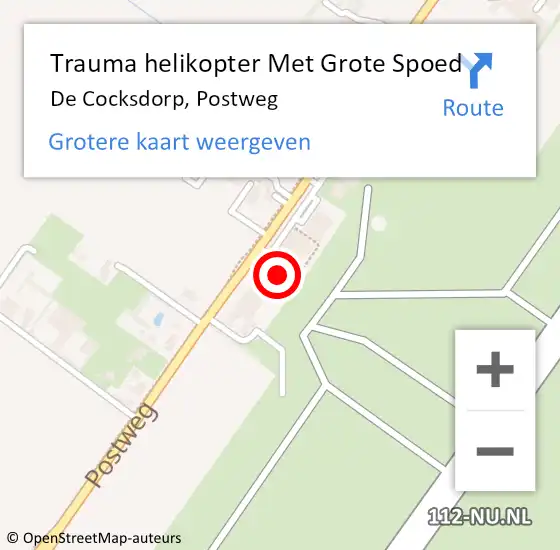 Locatie op kaart van de 112 melding: Trauma helikopter Met Grote Spoed Naar De Cocksdorp, Postweg op 19 mei 2024 14:06