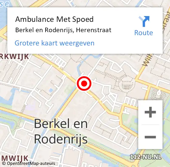 Locatie op kaart van de 112 melding: Ambulance Met Spoed Naar Berkel en Rodenrijs, Herenstraat op 19 mei 2024 14:26