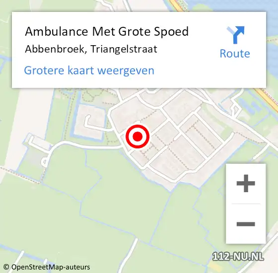 Locatie op kaart van de 112 melding: Ambulance Met Grote Spoed Naar Abbenbroek, Triangelstraat op 19 mei 2024 14:41
