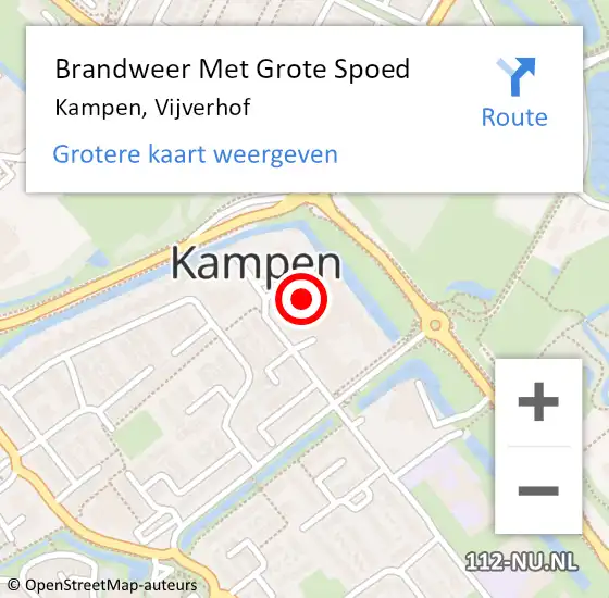 Locatie op kaart van de 112 melding: Brandweer Met Grote Spoed Naar Kampen, Vijverhof op 19 mei 2024 14:41