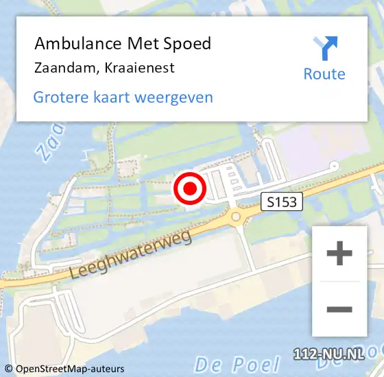 Locatie op kaart van de 112 melding: Ambulance Met Spoed Naar Zaandam, Kraaienest op 19 mei 2024 14:56