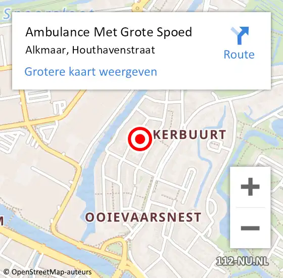 Locatie op kaart van de 112 melding: Ambulance Met Grote Spoed Naar Alkmaar, Houthavenstraat op 19 mei 2024 14:59