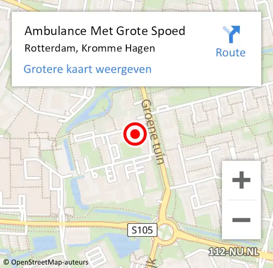 Locatie op kaart van de 112 melding: Ambulance Met Grote Spoed Naar Rotterdam, Kromme Hagen op 19 mei 2024 15:00