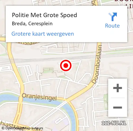 Locatie op kaart van de 112 melding: Politie Met Grote Spoed Naar Breda, Ceresplein op 19 mei 2024 15:01