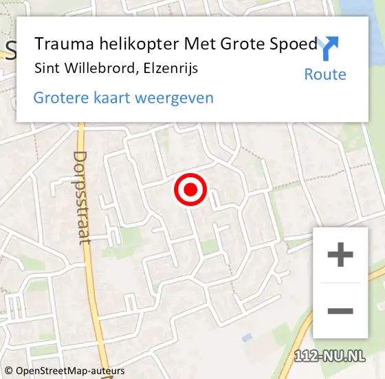 Locatie op kaart van de 112 melding: Trauma helikopter Met Grote Spoed Naar Sint Willebrord, Elzenrijs op 19 mei 2024 15:03