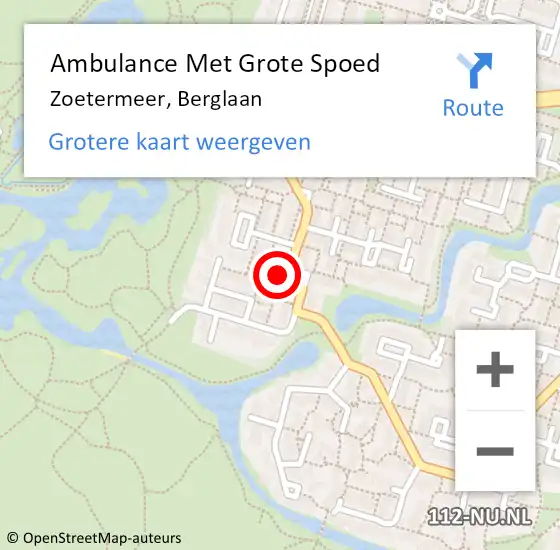 Locatie op kaart van de 112 melding: Ambulance Met Grote Spoed Naar Zoetermeer, Berglaan op 19 mei 2024 15:03