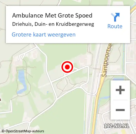 Locatie op kaart van de 112 melding: Ambulance Met Grote Spoed Naar Driehuis, Duin- en Kruidbergerweg op 19 mei 2024 15:06