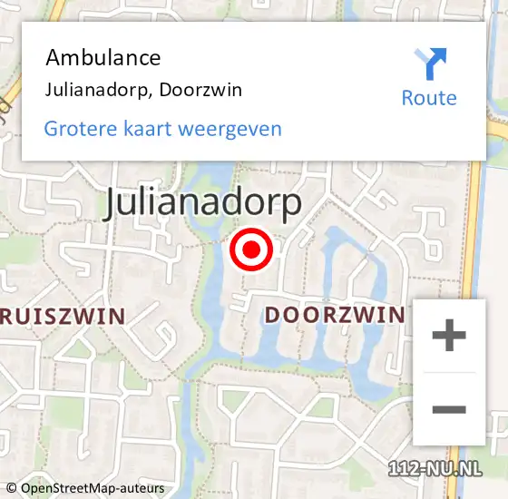 Locatie op kaart van de 112 melding: Ambulance Julianadorp, Doorzwin op 19 mei 2024 15:11