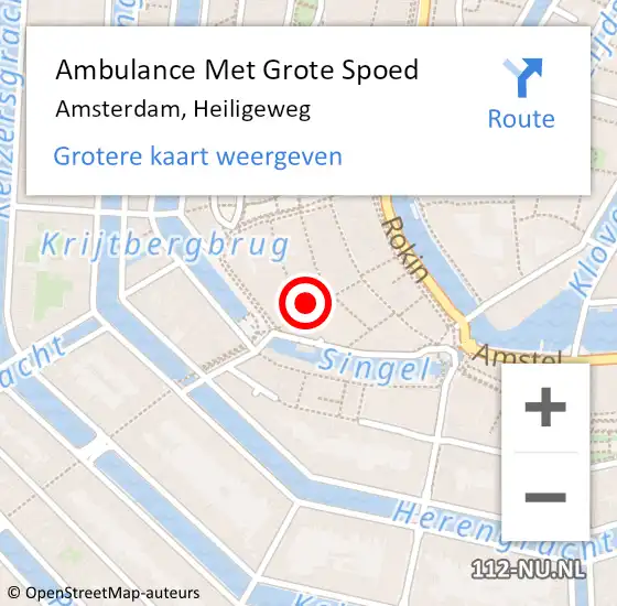 Locatie op kaart van de 112 melding: Ambulance Met Grote Spoed Naar Amsterdam, Heiligeweg op 19 mei 2024 15:18