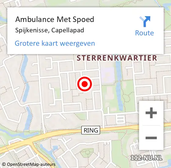 Locatie op kaart van de 112 melding: Ambulance Met Spoed Naar Spijkenisse, Capellapad op 19 mei 2024 15:19