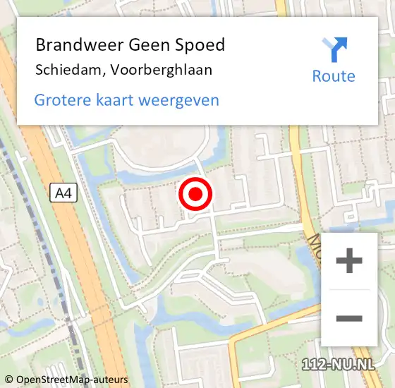 Locatie op kaart van de 112 melding: Brandweer Geen Spoed Naar Schiedam, Voorberghlaan op 19 mei 2024 15:28