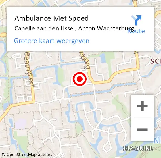 Locatie op kaart van de 112 melding: Ambulance Met Spoed Naar Capelle aan den IJssel, Anton Wachterburg op 19 mei 2024 15:31