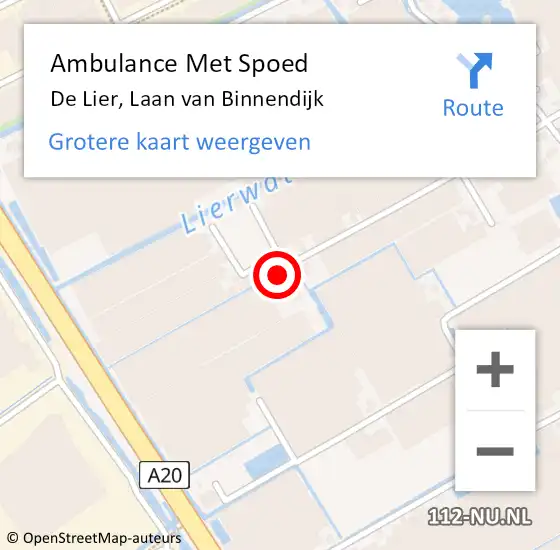 Locatie op kaart van de 112 melding: Ambulance Met Spoed Naar De Lier, Laan van Binnendijk op 19 mei 2024 15:32