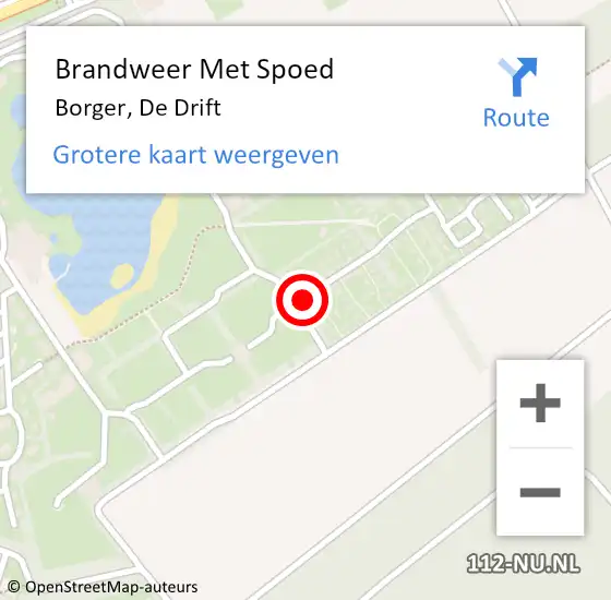 Locatie op kaart van de 112 melding: Brandweer Met Spoed Naar Borger, De Drift op 19 mei 2024 15:45