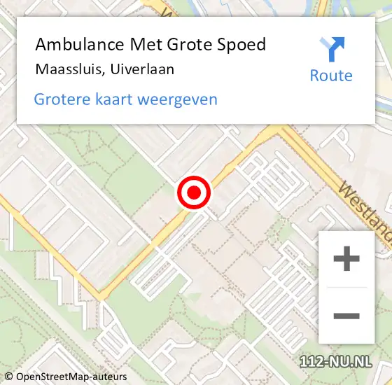 Locatie op kaart van de 112 melding: Ambulance Met Grote Spoed Naar Maassluis, Uiverlaan op 19 mei 2024 15:50
