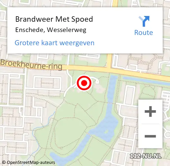 Locatie op kaart van de 112 melding: Brandweer Met Spoed Naar Enschede, Wesselerweg op 19 mei 2024 15:53