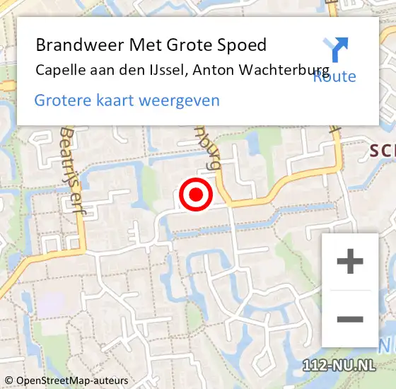 Locatie op kaart van de 112 melding: Brandweer Met Grote Spoed Naar Capelle aan den IJssel, Anton Wachterburg op 19 mei 2024 15:53