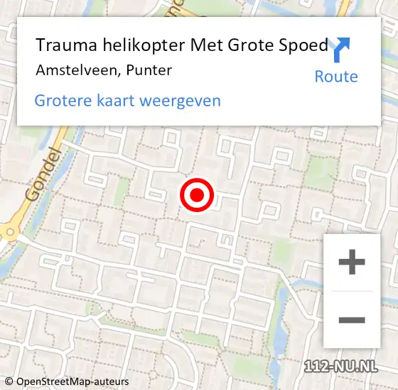 Locatie op kaart van de 112 melding: Trauma helikopter Met Grote Spoed Naar Amstelveen, Punter op 19 mei 2024 15:59