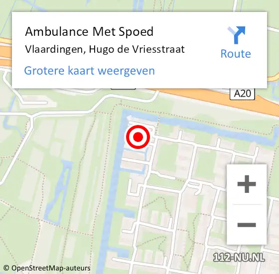 Locatie op kaart van de 112 melding: Ambulance Met Spoed Naar Vlaardingen, Hugo de Vriesstraat op 19 mei 2024 16:01